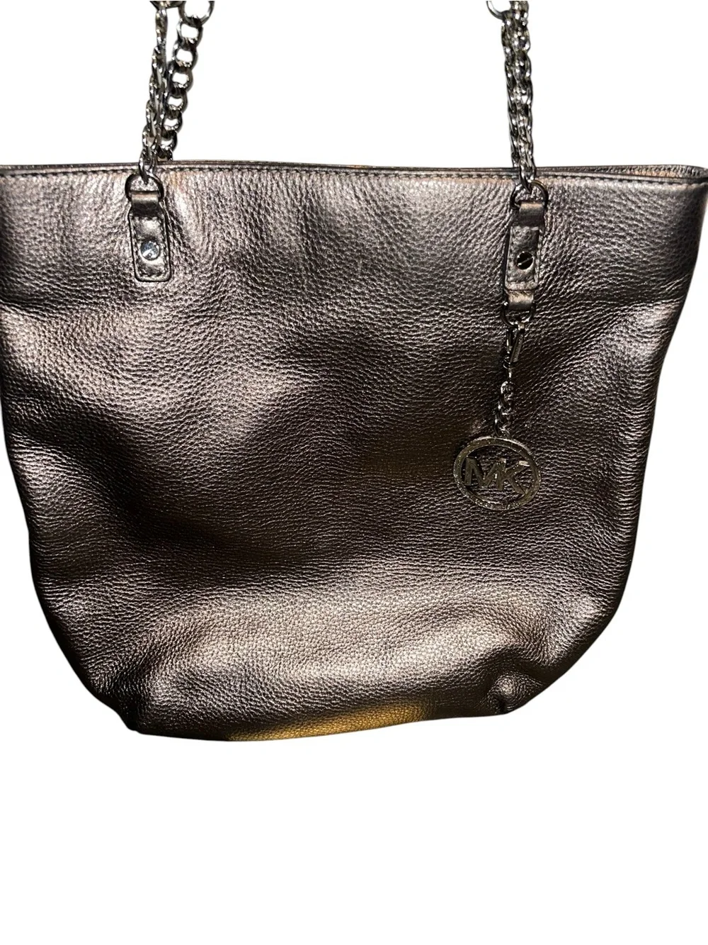 Michael Kors Gunmetal Leather Chain-Handle Tote - Picture 2 of 4